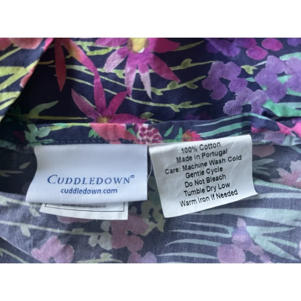 CUDDLEDOWN Twin Duvet Cover & 1 Pillowcase / Sham Floral Pink Blue Purple